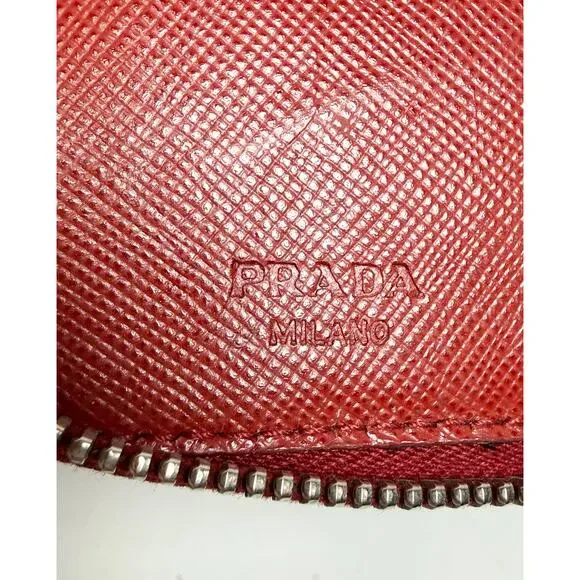 Prada Saffiano Leather Compact Zip-Around Wallet